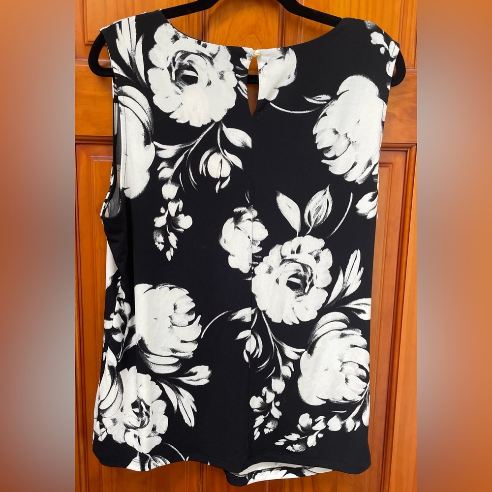 Calvin Klein CK Women’s Printed Knot Twist V-Neck Sleeveless Camisole Blouse L - Picture 7 of 15
